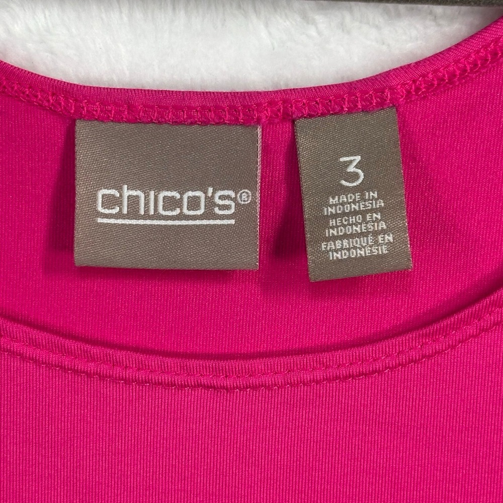 Chico's Size 3 Womens XL Tank Top Pink Scoop Neck Sleeveless Solid Stretch - Picture 7 of 7